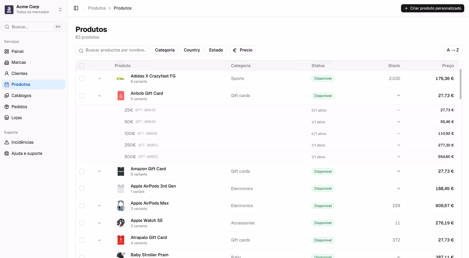 Editor de marketplace